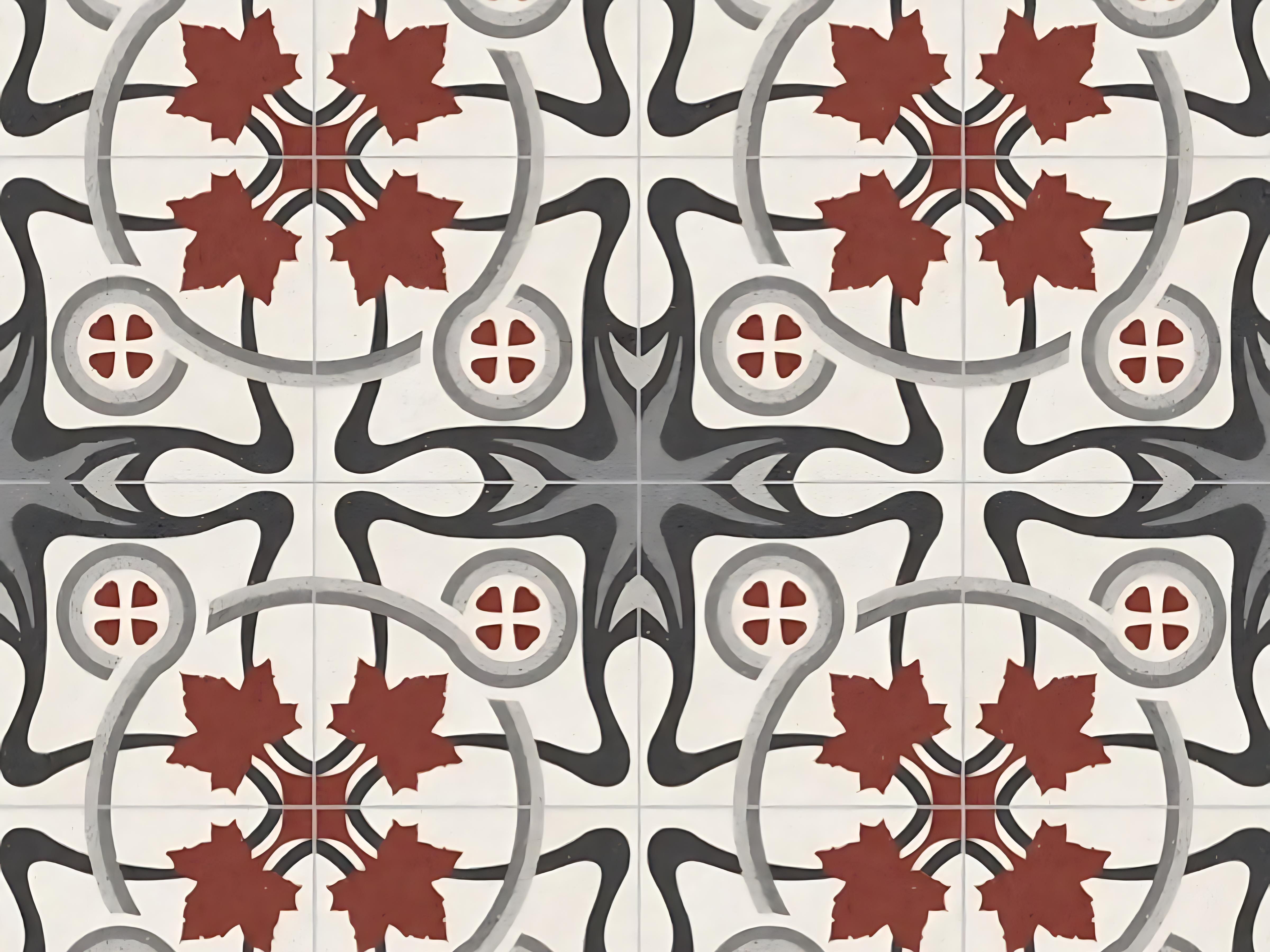 Patterned Cement Tiles, Art Nouveau Style A